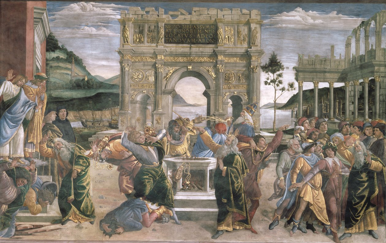 Trest Koraha, Datana a Abirama, 1481 od Sandro Botticelli