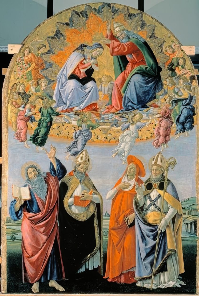 Korunovace Marie čtyřmi svatými od Sandro Botticelli