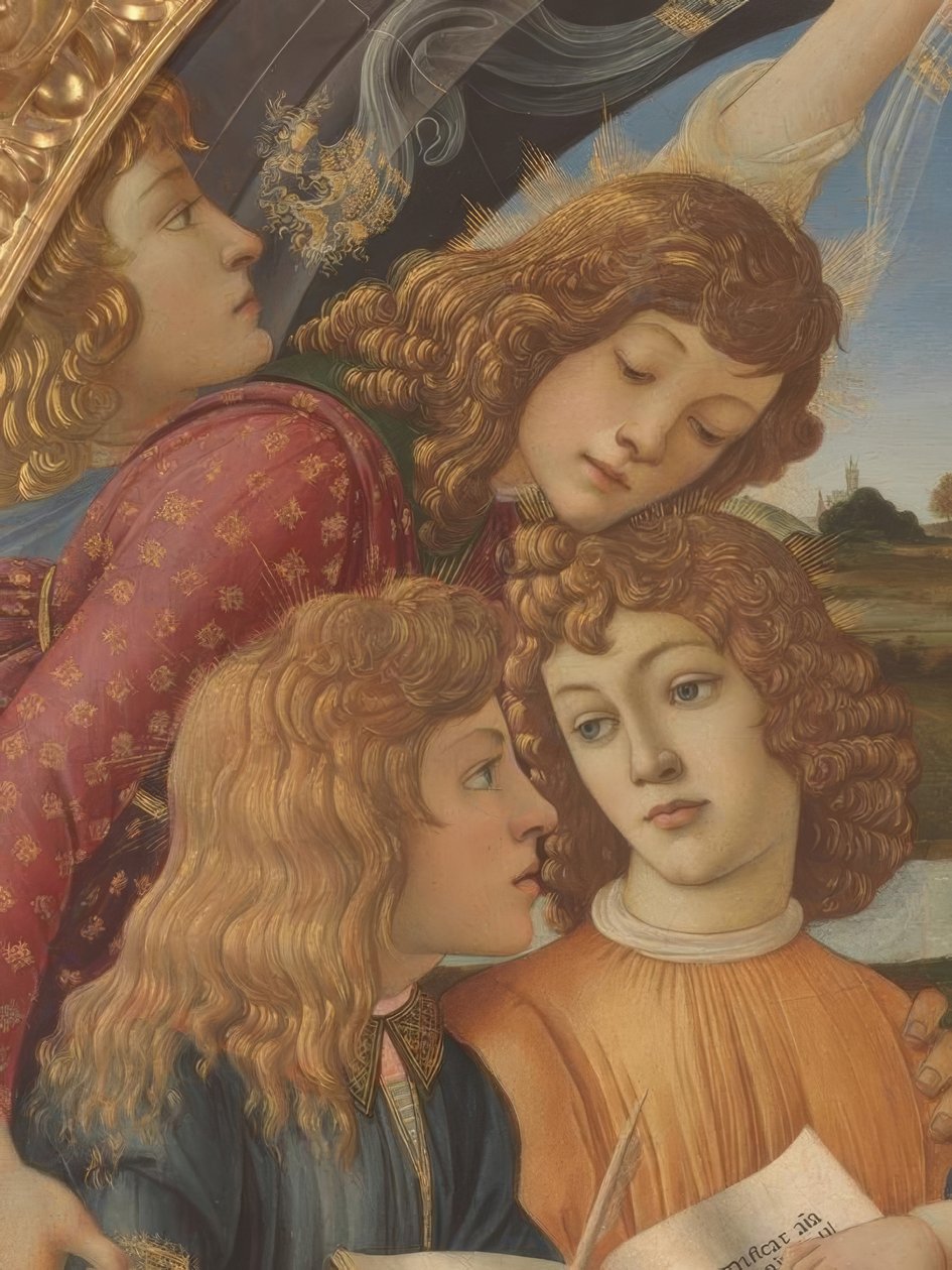 Marie s dítětem a pěti anděly od Sandro Botticelli