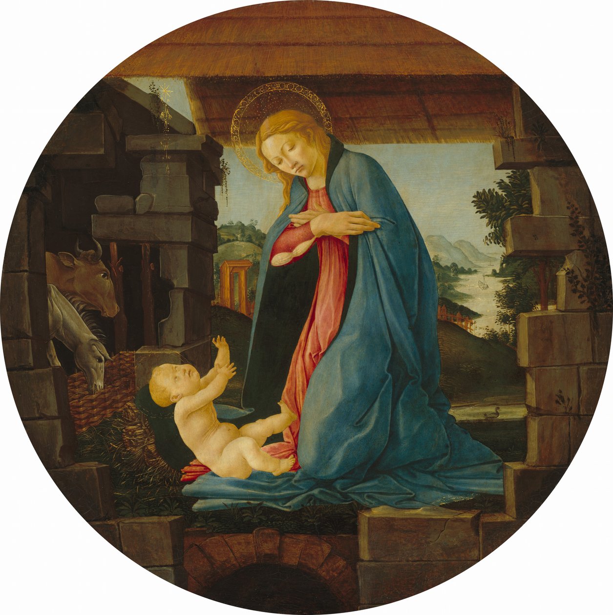 Panna zbožňující dítě, 14801490. od Sandro Botticelli
