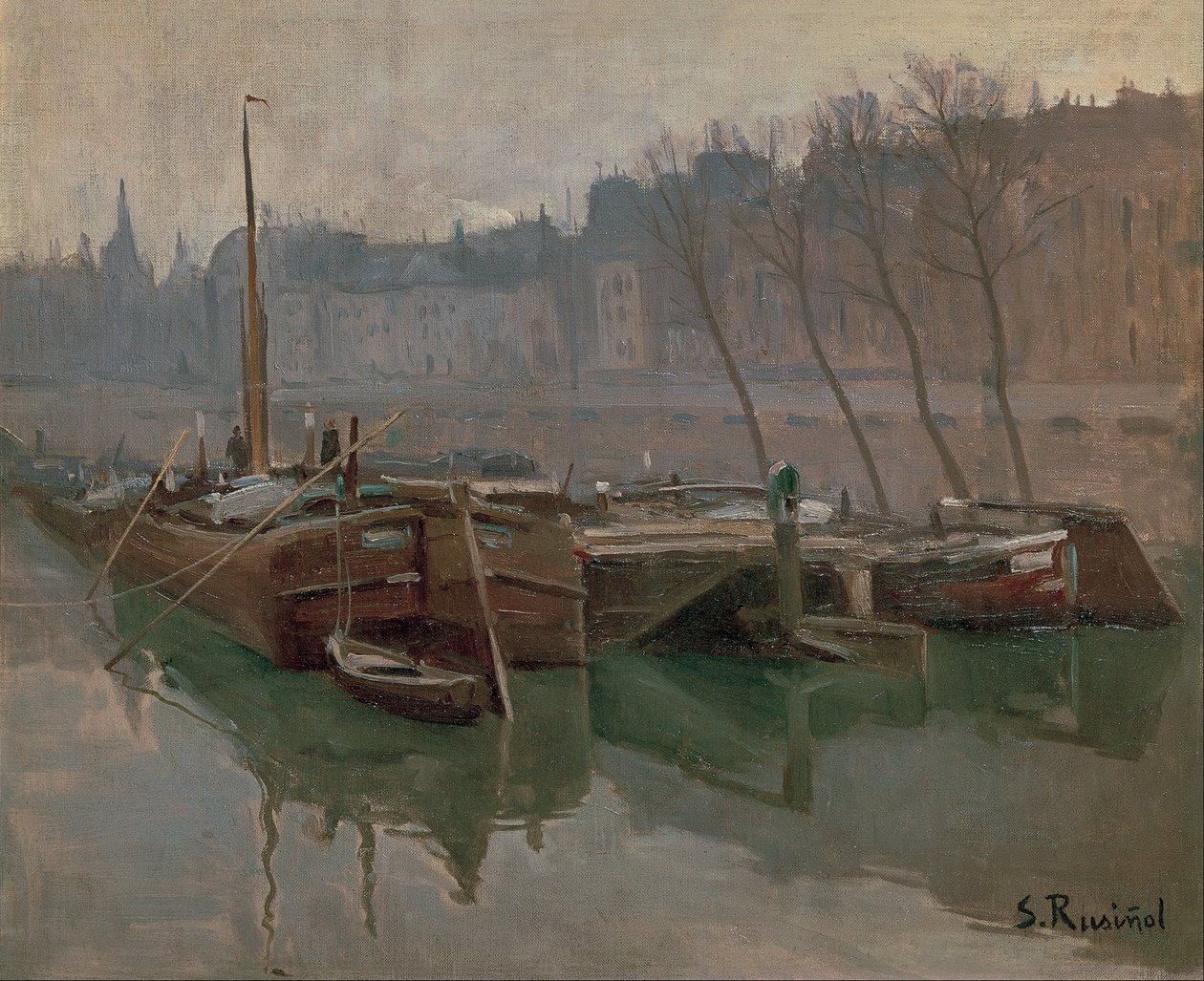 Lodě na Seině od Santiago Rusiñol