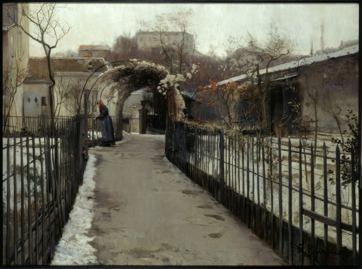 Zahrada v zimě od Santiago Rusiñol
