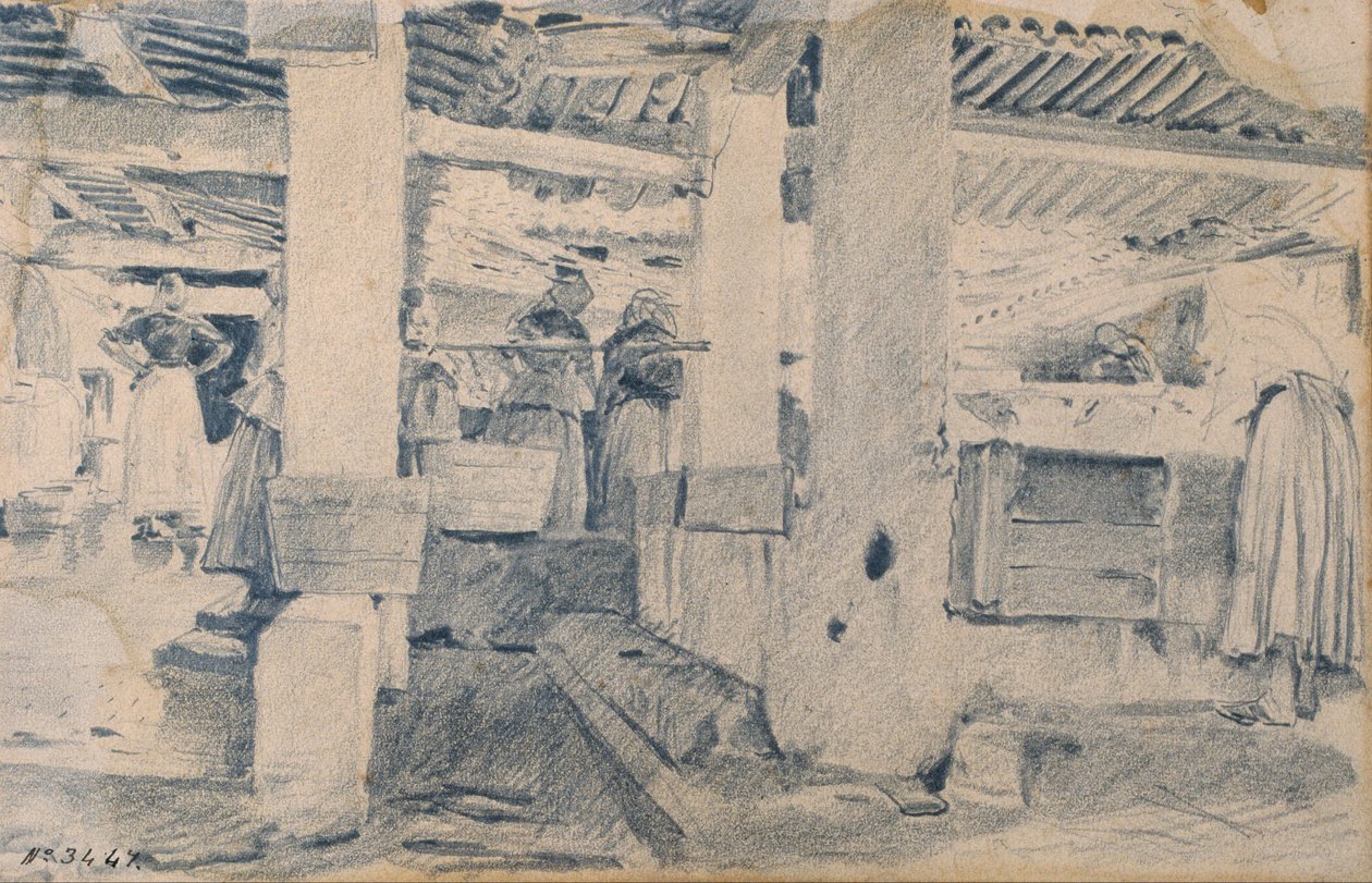 Interiér mycího místa od Santiago Rusiñol