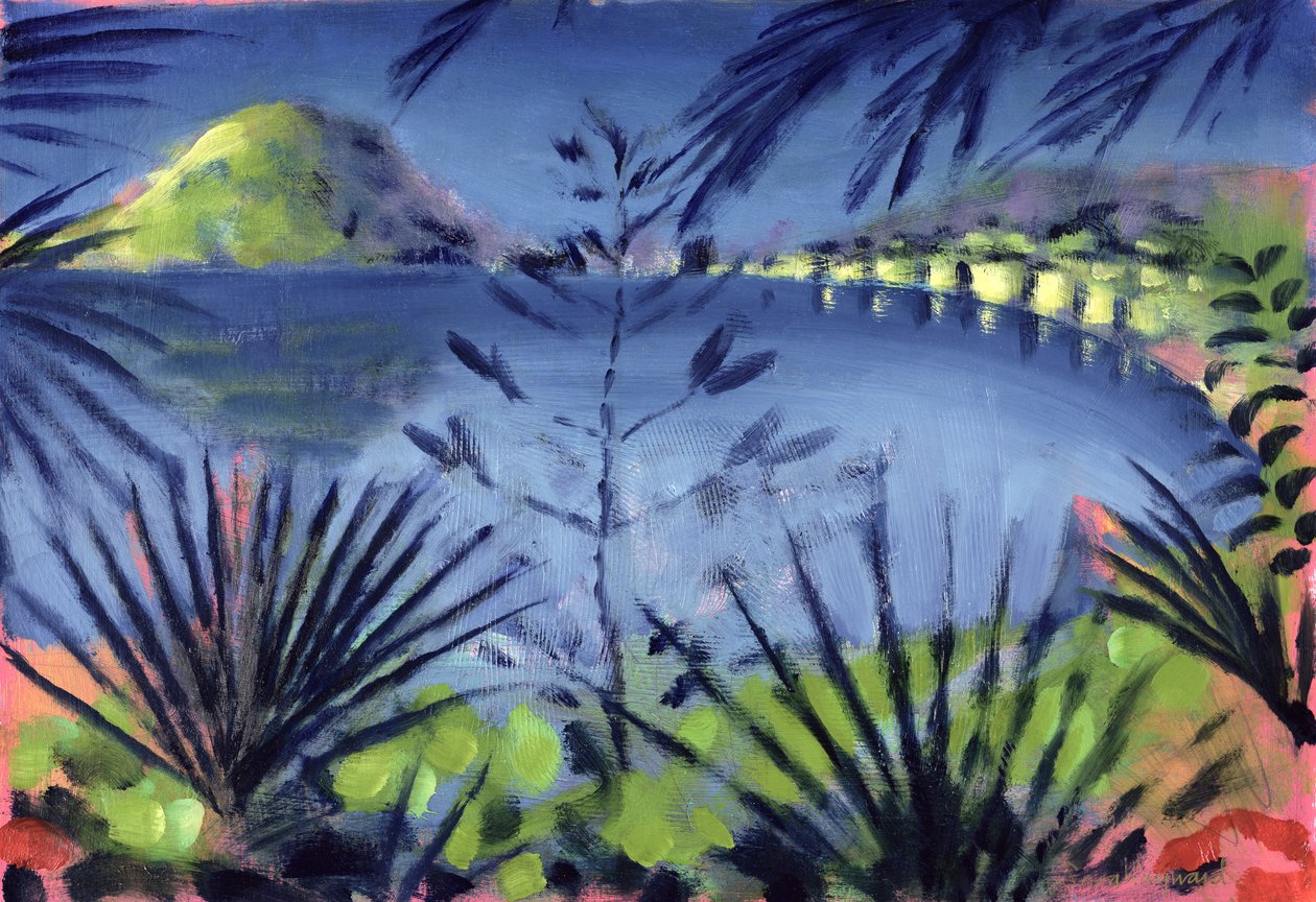 Přes jezero (olej na kartě) od Sara Hayward
