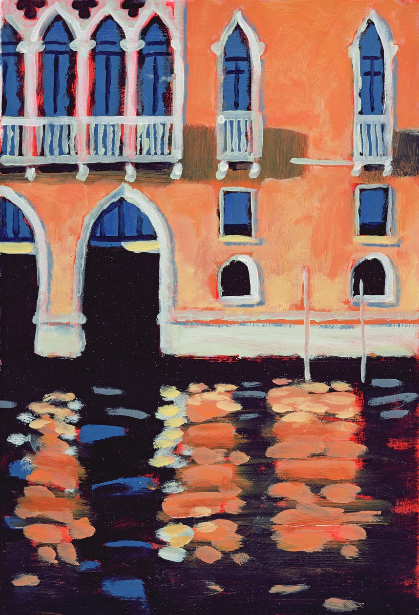 Palazzo, Benátky (olej na kartě) od Sara Hayward