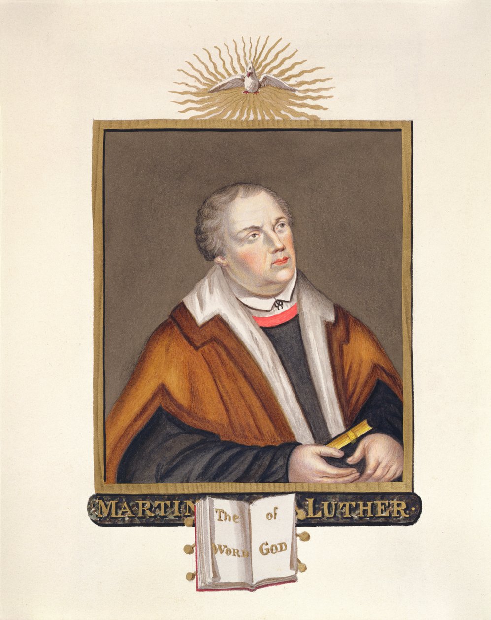 Portrét Martina Luthera (1483-1546) z knihy "Memoirs of the Court of Queen Elizabeth", vydané v roce 1825 (kvaš a čb na papíře) od Sarah Countess of Essex