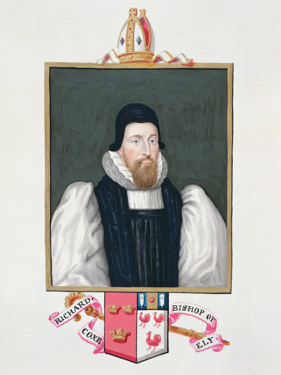 Portrét Richarda Coxe (1500-81) biskupa z Ely z „Memoárů dvora královny Alžběty“, vydaného v roce 1825 (wc a kvaš na papíře) od Sarah Countess of Essex