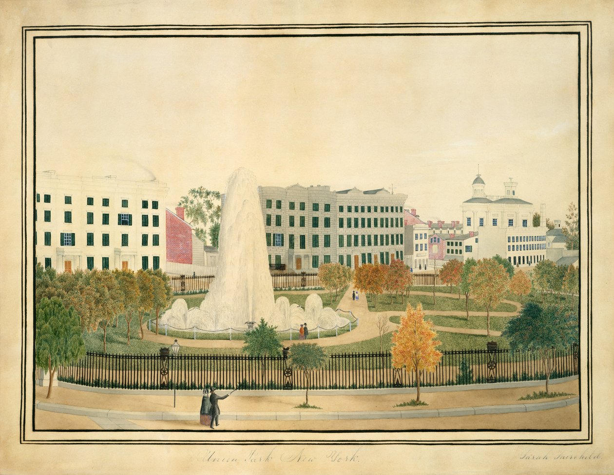 Union Park, New York, ca. 1845. od Sarah Fairchild
