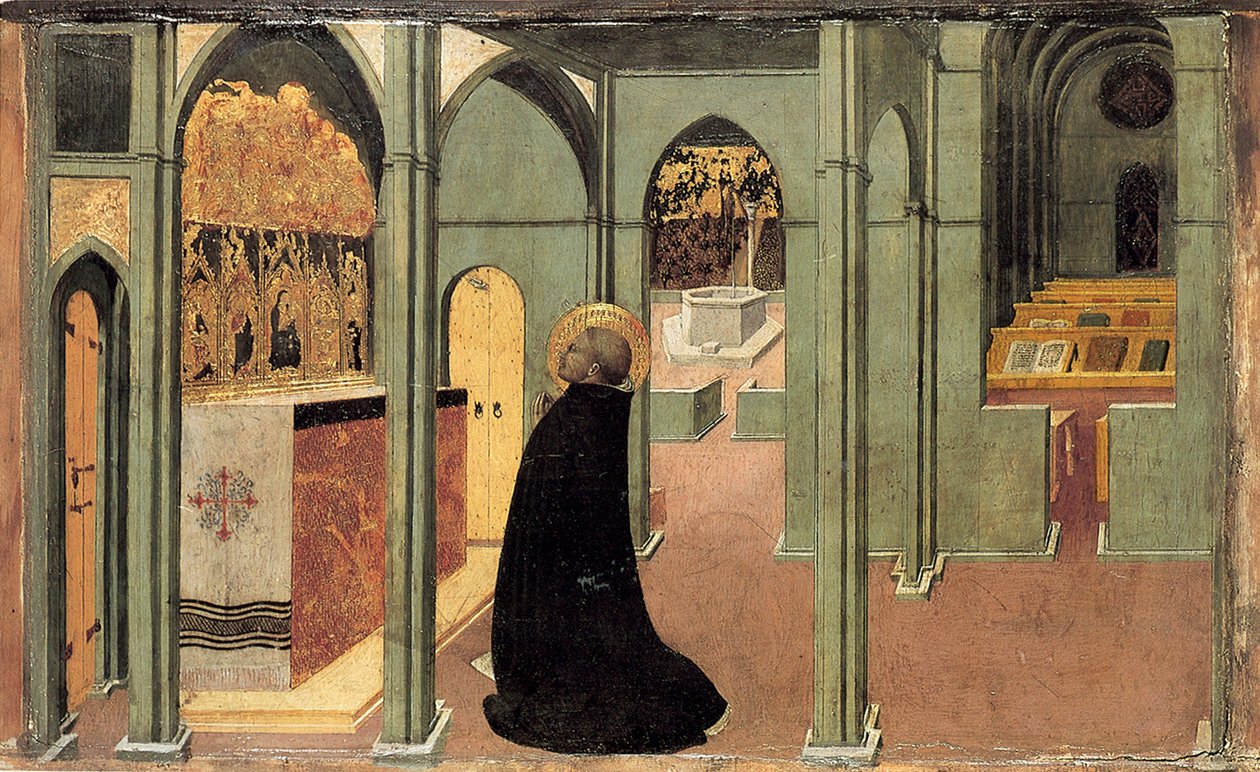 Svatý Tomáš Akvinský v modlitbě, cca 1428-1432 od Sassetta