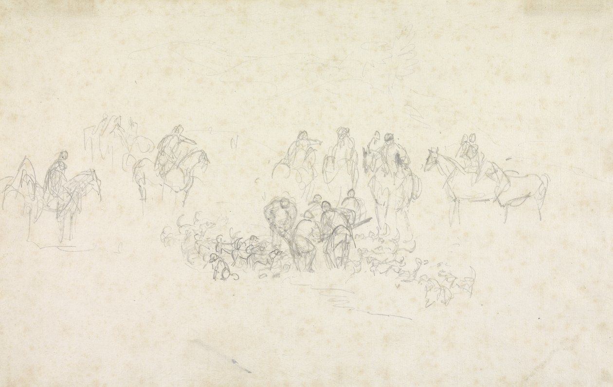 Hunting Sketch: pryč na Zemi (grafit na papíře) od Sawrey Gilpin