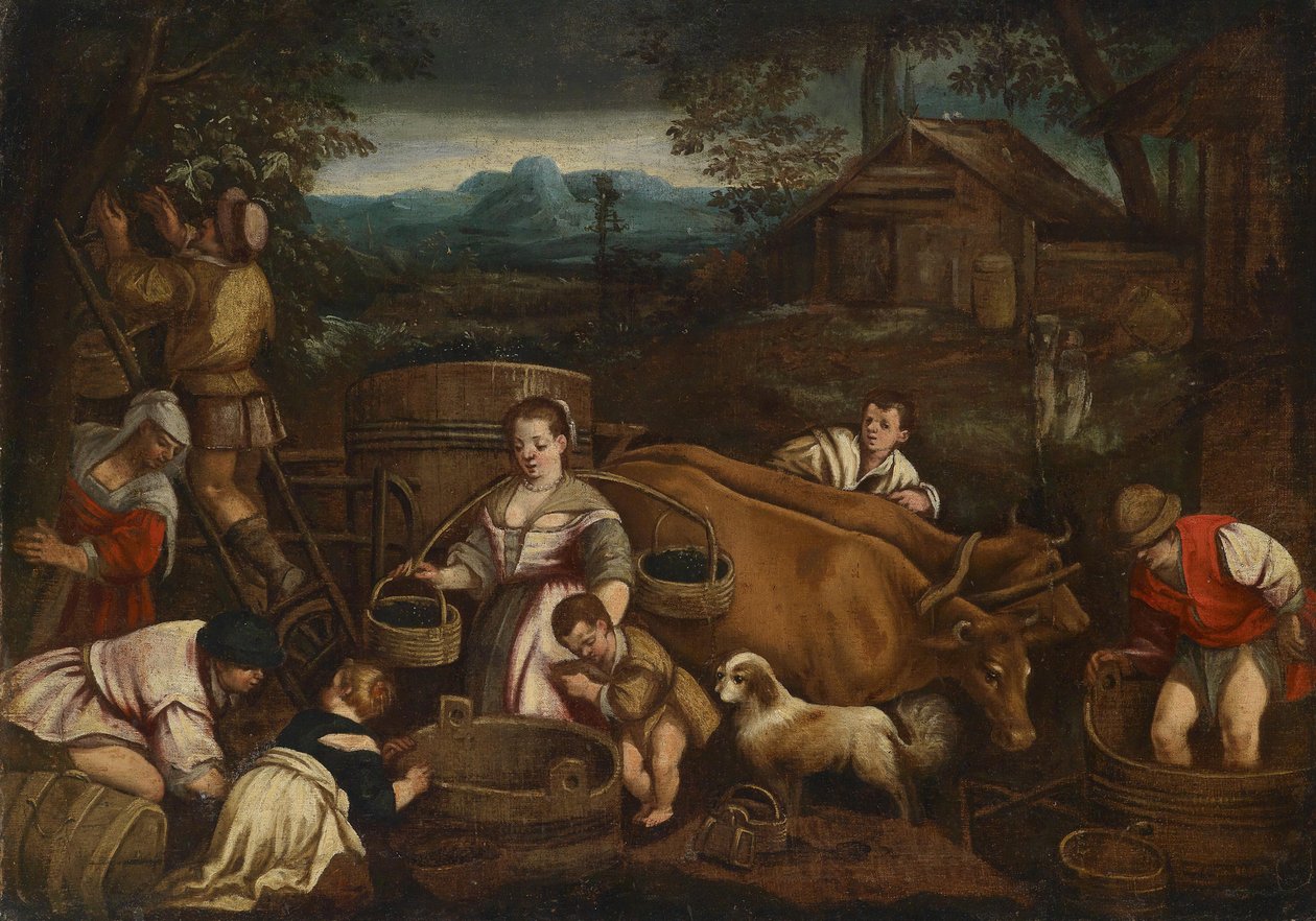 Podzim (sklizeň hroznů) od School of Francesco Bassano the Younger