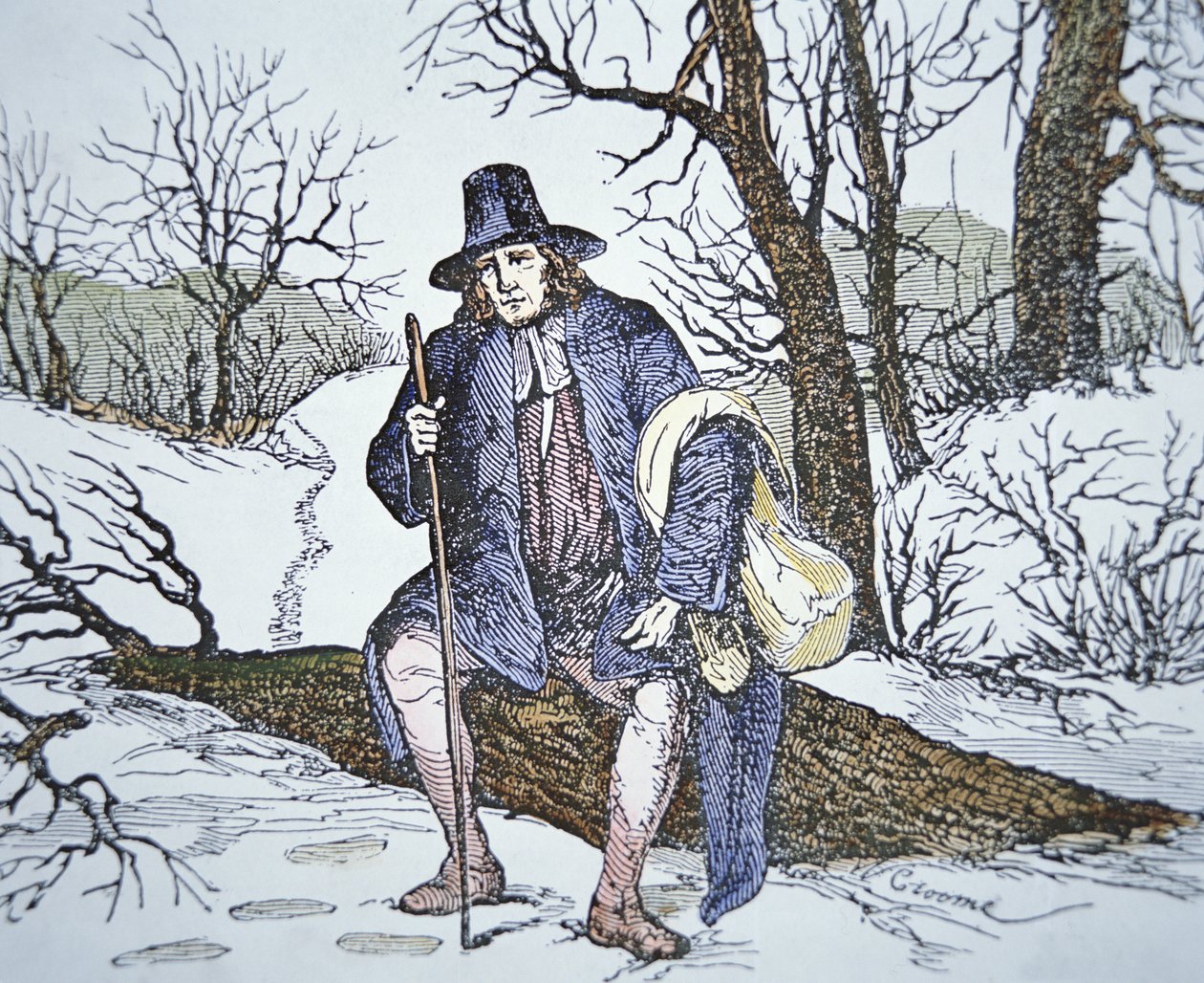Roger Williams v divočině (barevné lito) od School American