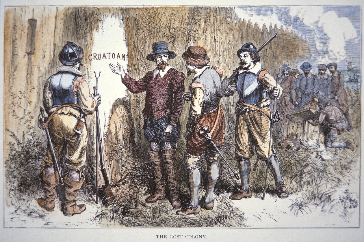 Ztracená kolonie Roanoke (barva litho) od School American
