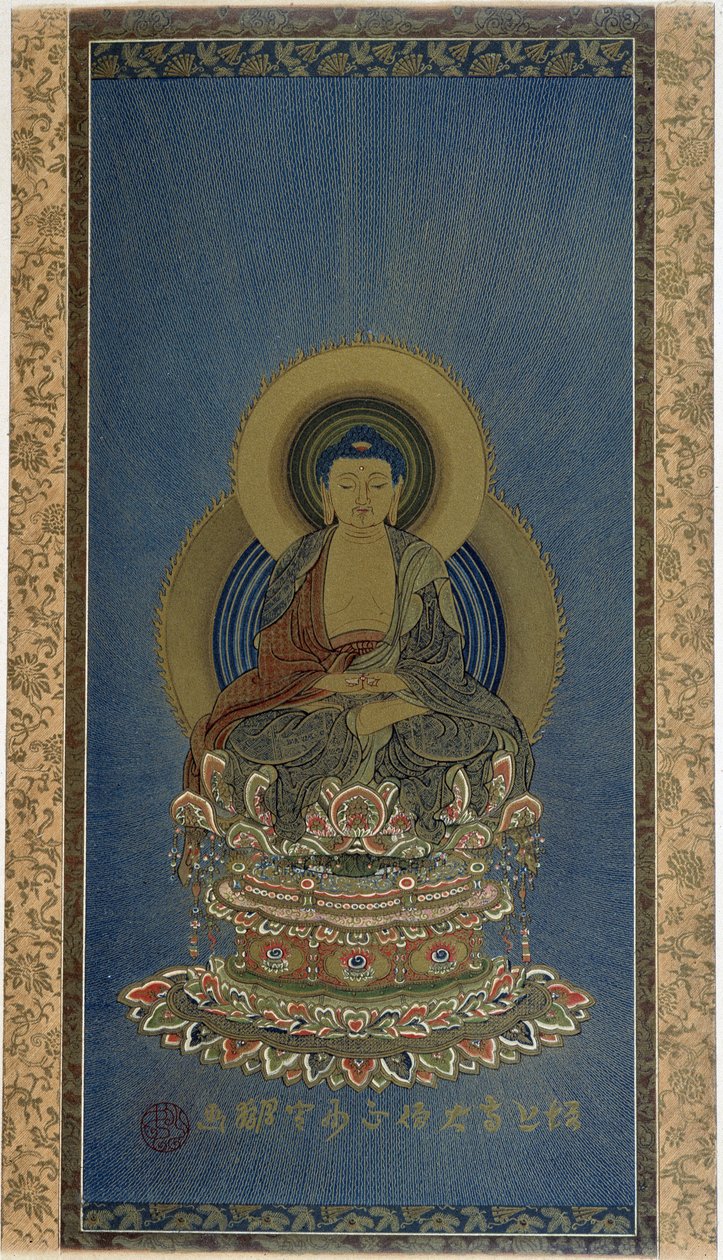 Malba na hedvábí - AMITABHA božský boudhist. od School Asian
