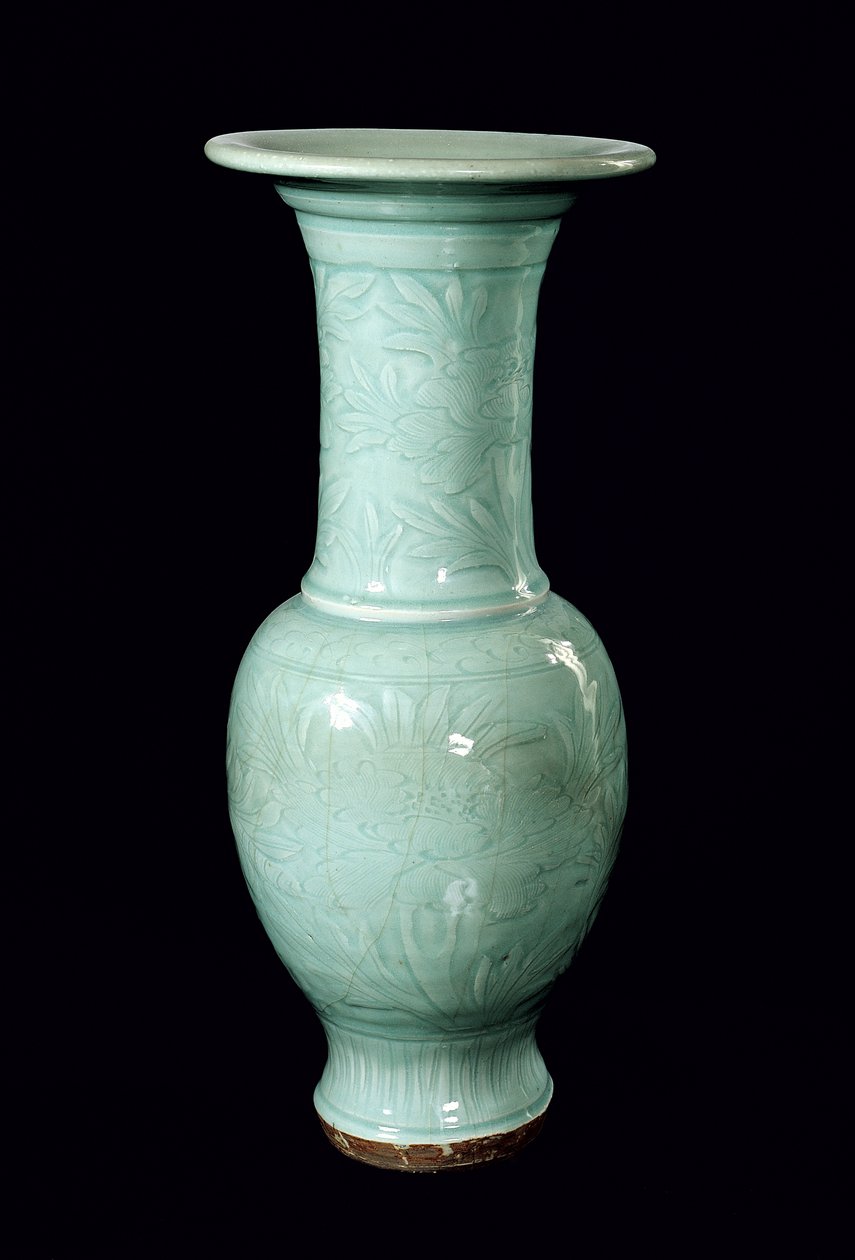 Celadonská glazovaná váza, dynastie Yuan (1260-1368) (keramická) od School Chinese