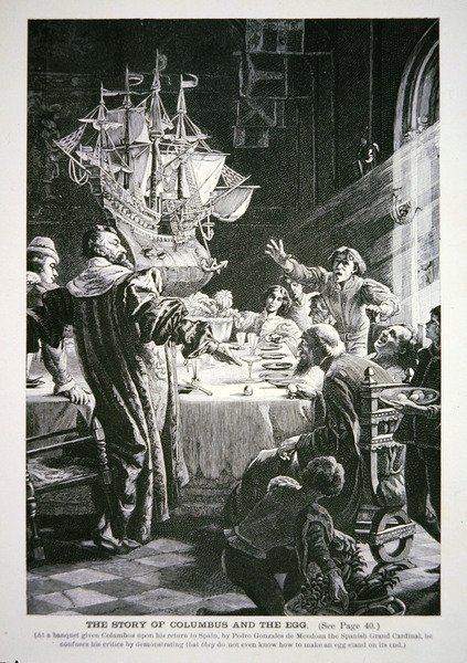 Kryštof Kolumbus a vejce (litografie) od School English