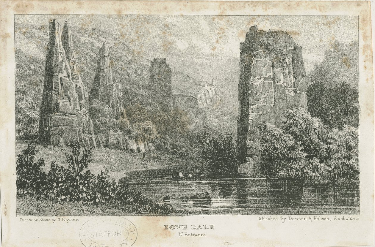 Dovedale - krajina: litografie, nd [kolem roku 1839] (tisk) od School English