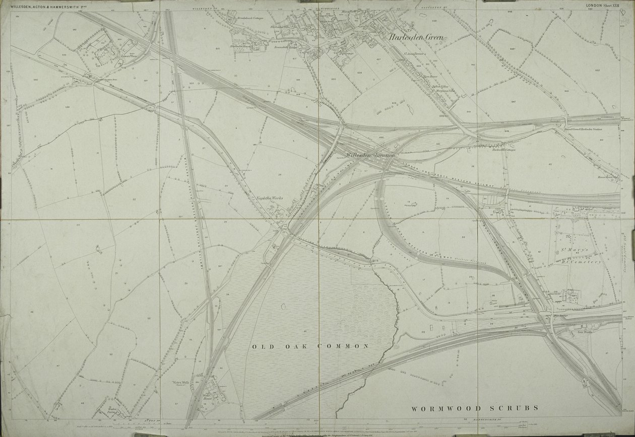Mapa Willesden, Londýn (litho) od School English