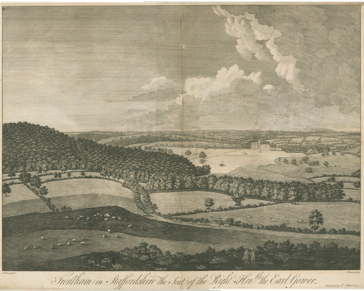 Trentham Hall: rytina, nd [c 1751] (tisk) od School English