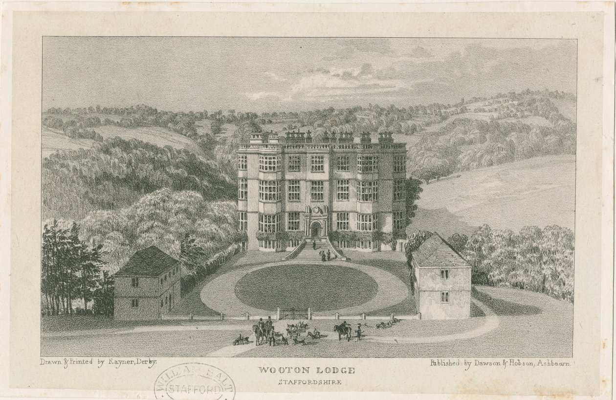 Wootton Lodge: litografie, nd [c 1839] (tisk) od School English