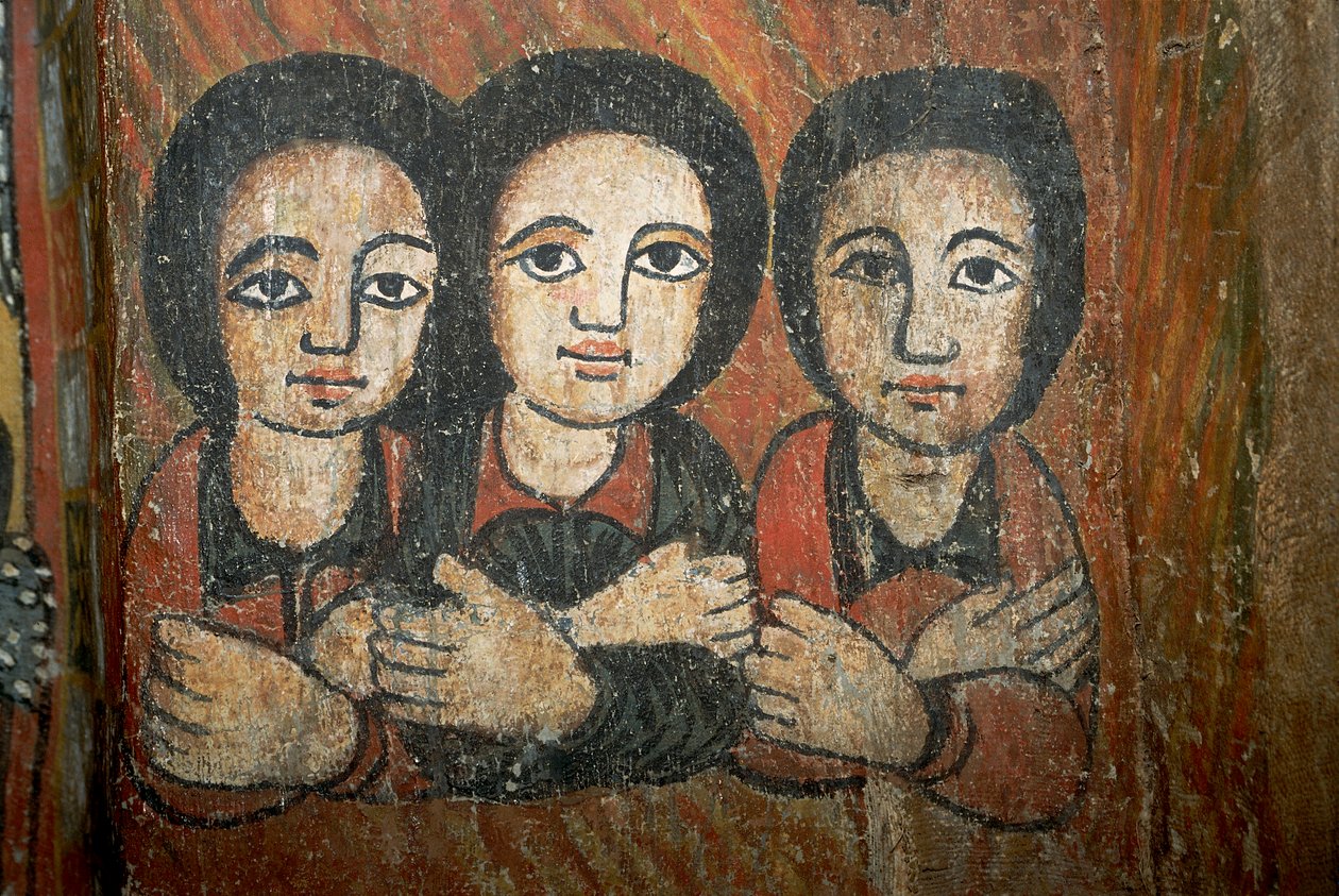 Detail nástěnné malby (freska) od School Ethiopian