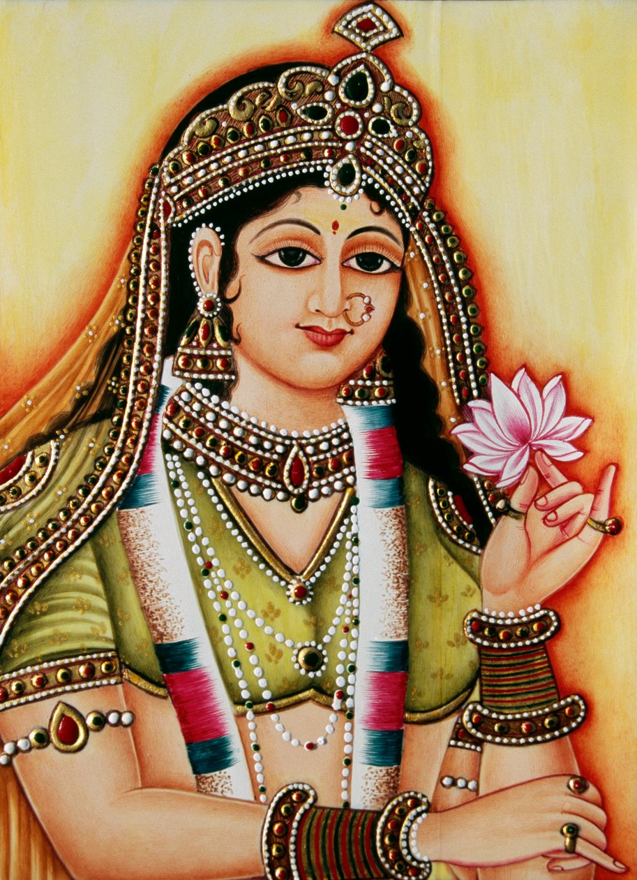 Miniaturní obraz bohyně Rádhy na slonovině od School Indian