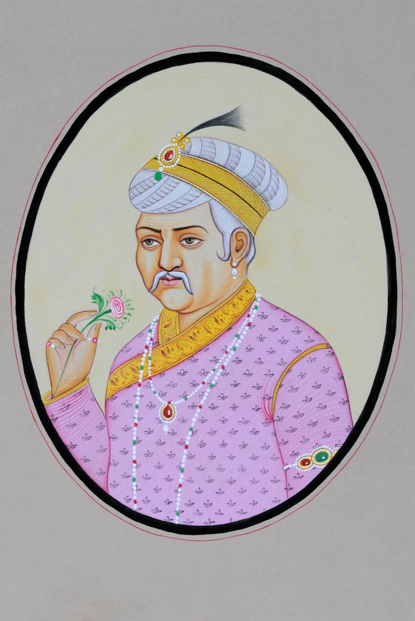 Miniaturní malba mughalského císaře Akbara od School Indian
