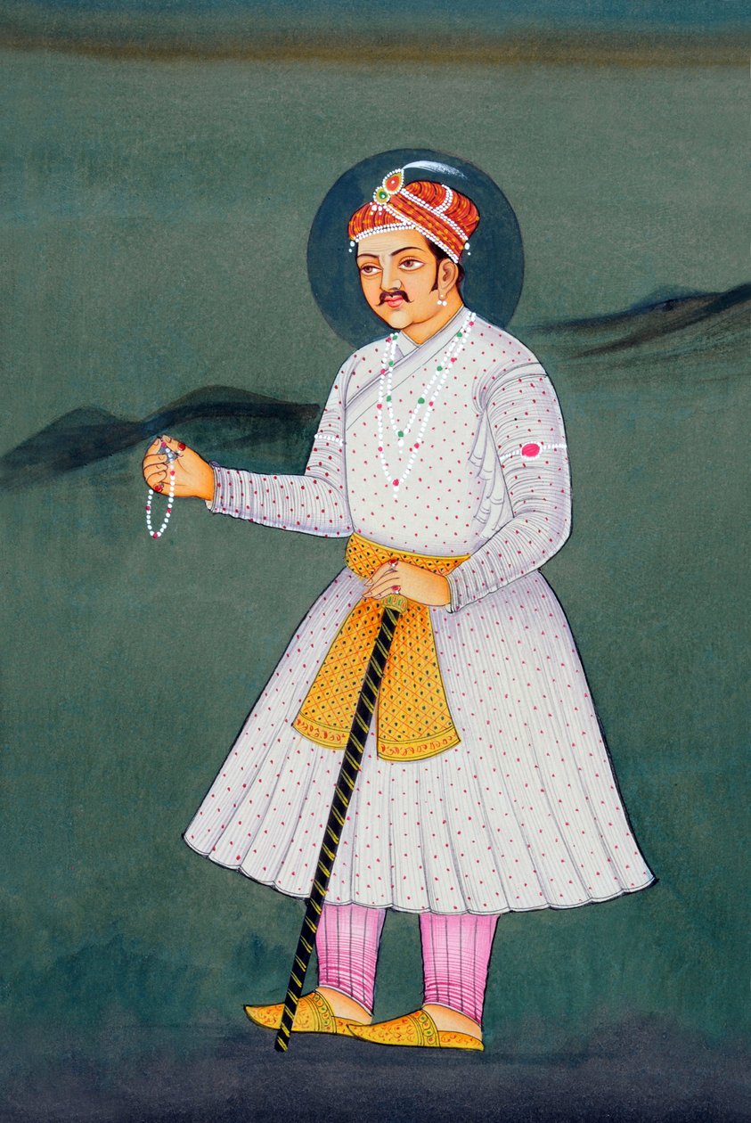 Miniaturní malba mughalského císaře Akbara od School Indian