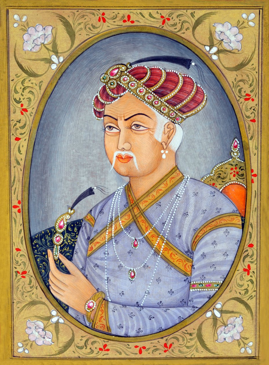 Miniaturní malba mughulského císaře Akbara od School Indian