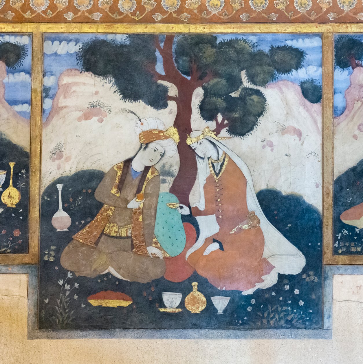 Čerstvé v paláci Chehel Sotoun, Esfahan, Írán od School Iranian