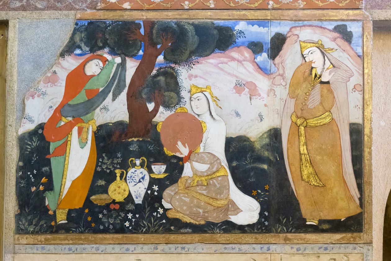 Tuoreena Chehel Sotoun Palacessa, Esfahanissa, Iranissa od School Iranian