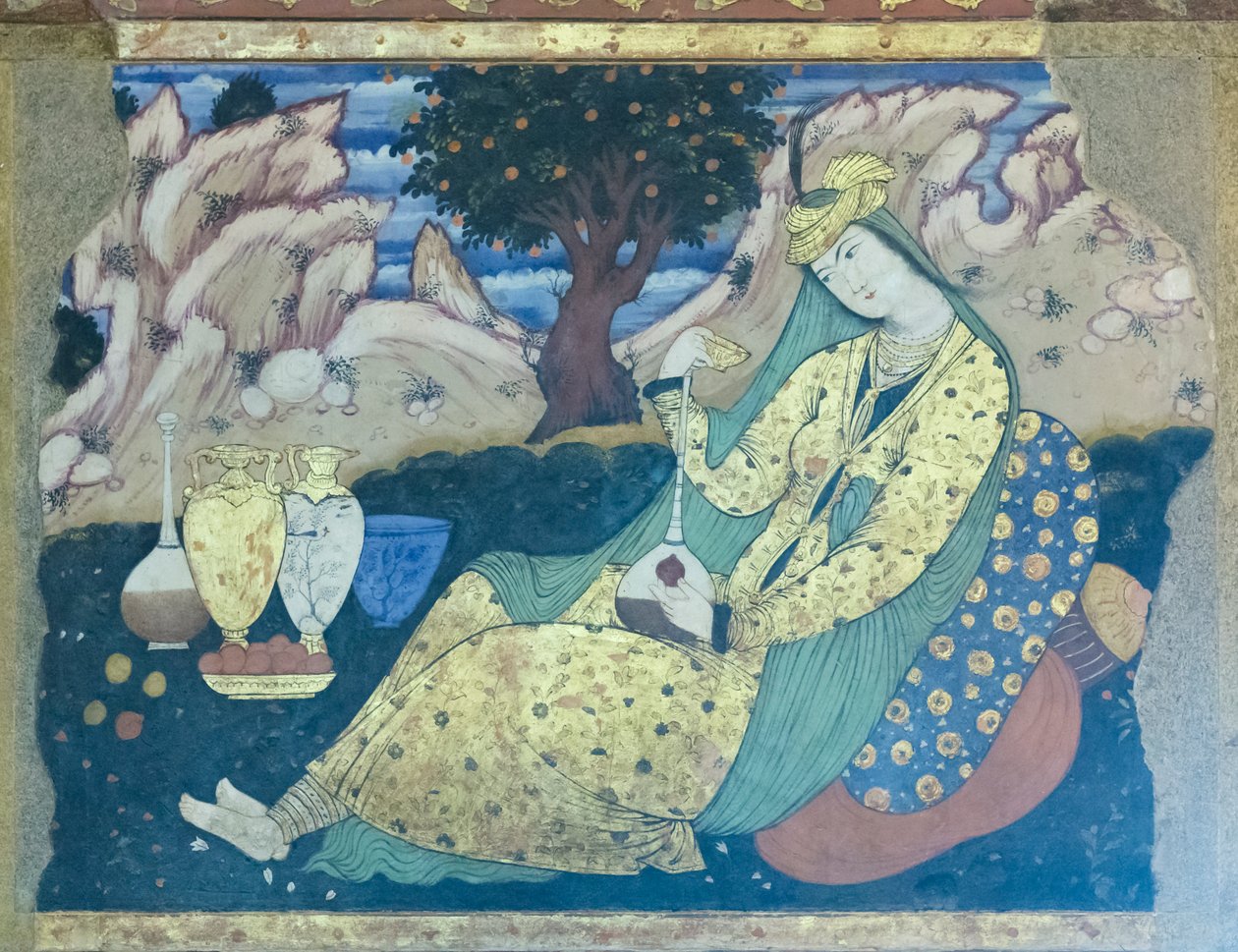Čerstvé v paláci Chehel Sotoun, Esfahan, Írán od School Iranian