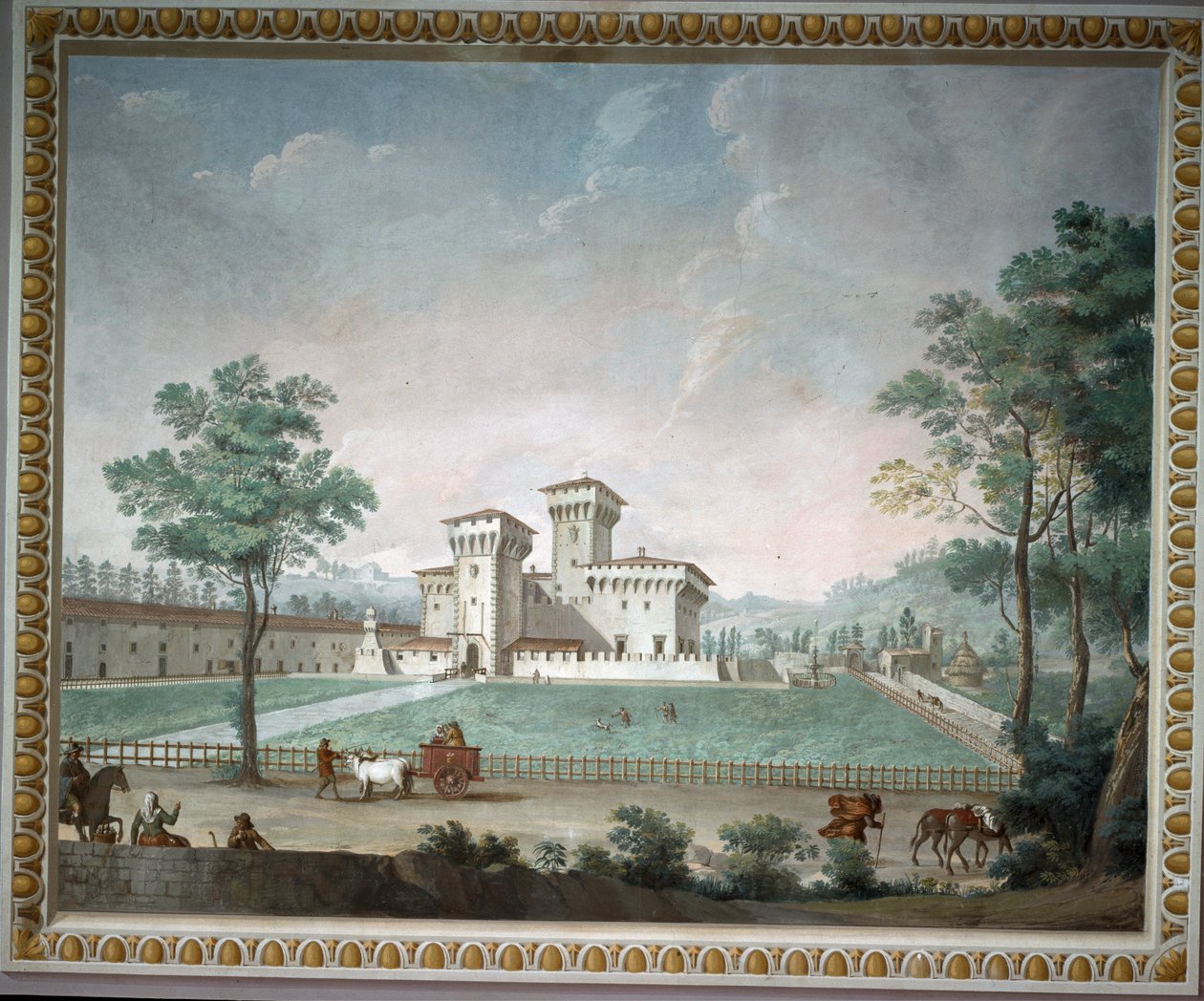Medicean Villa of Cafaggiolo (čerstvé) od School Italian