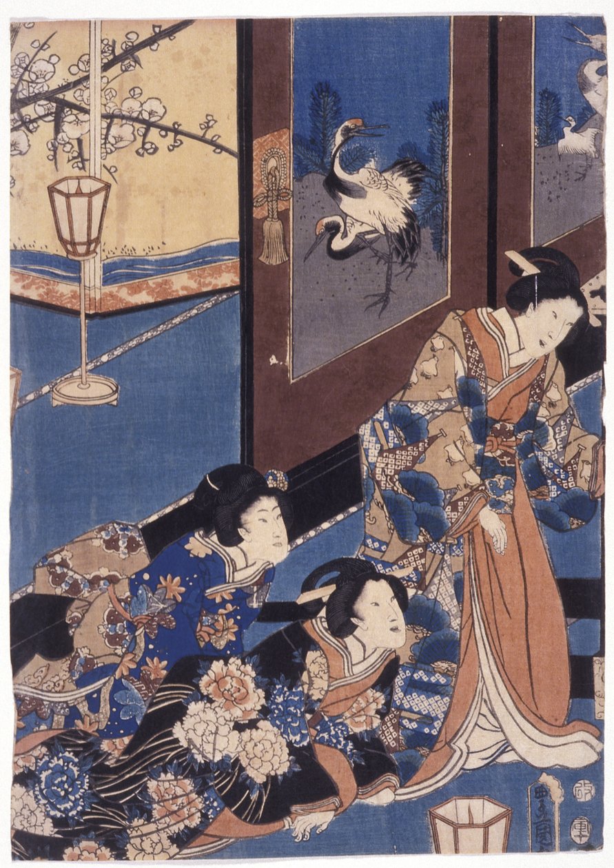 Furyu Azuma Genji (barevný dřevoryt) od School Japanese