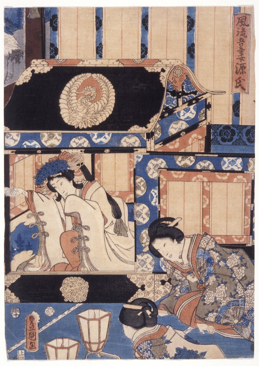 Furyu Azuma Genji (barevný dřevoryt) od School Japanese