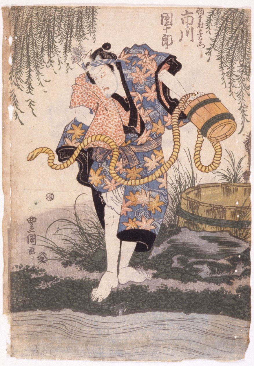 Ichikawa Danjuro (barevný dřevoryt) od School Japanese