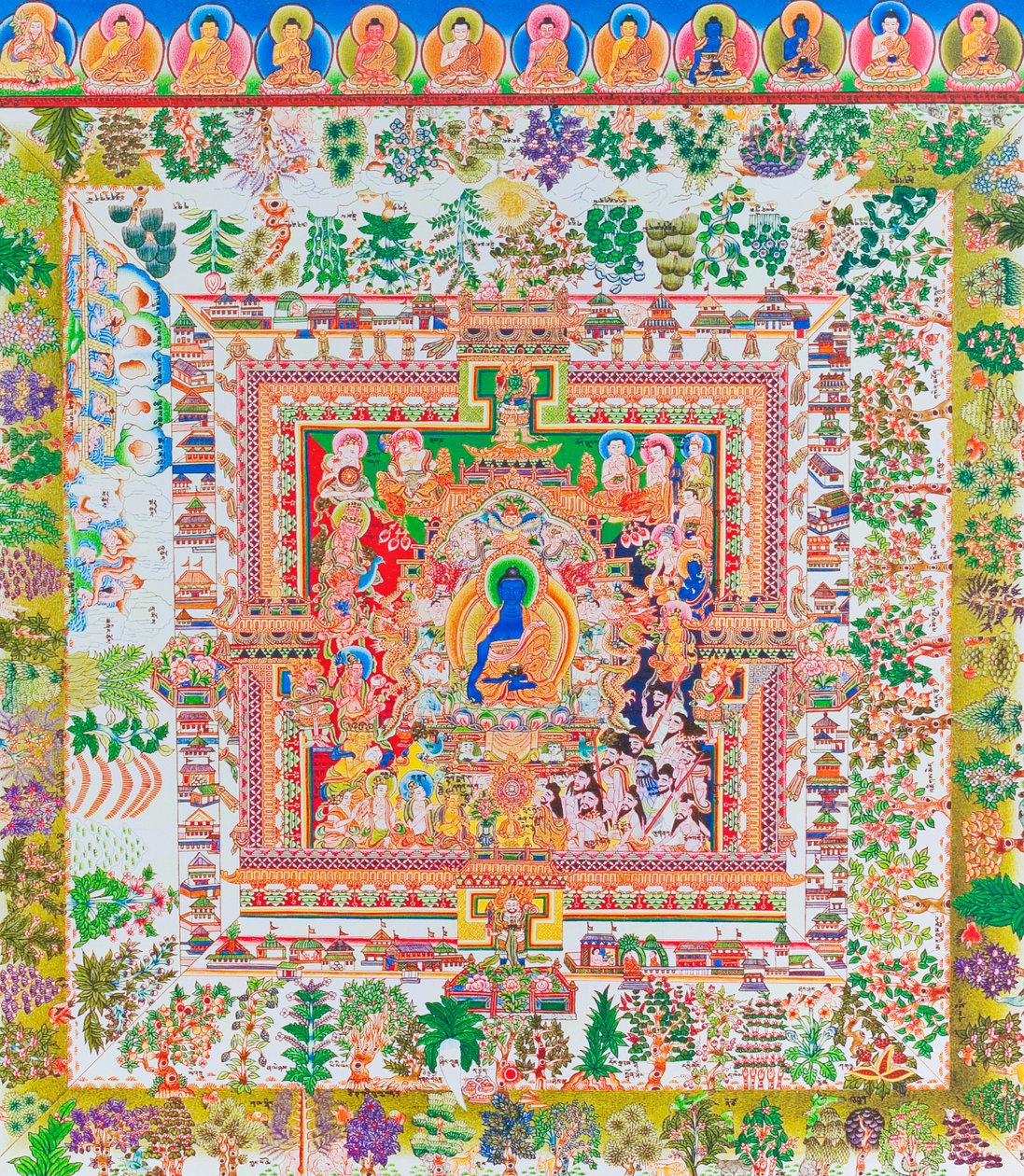 Medicine Buddha Mandala, Nepál (malba) od School Nepalese