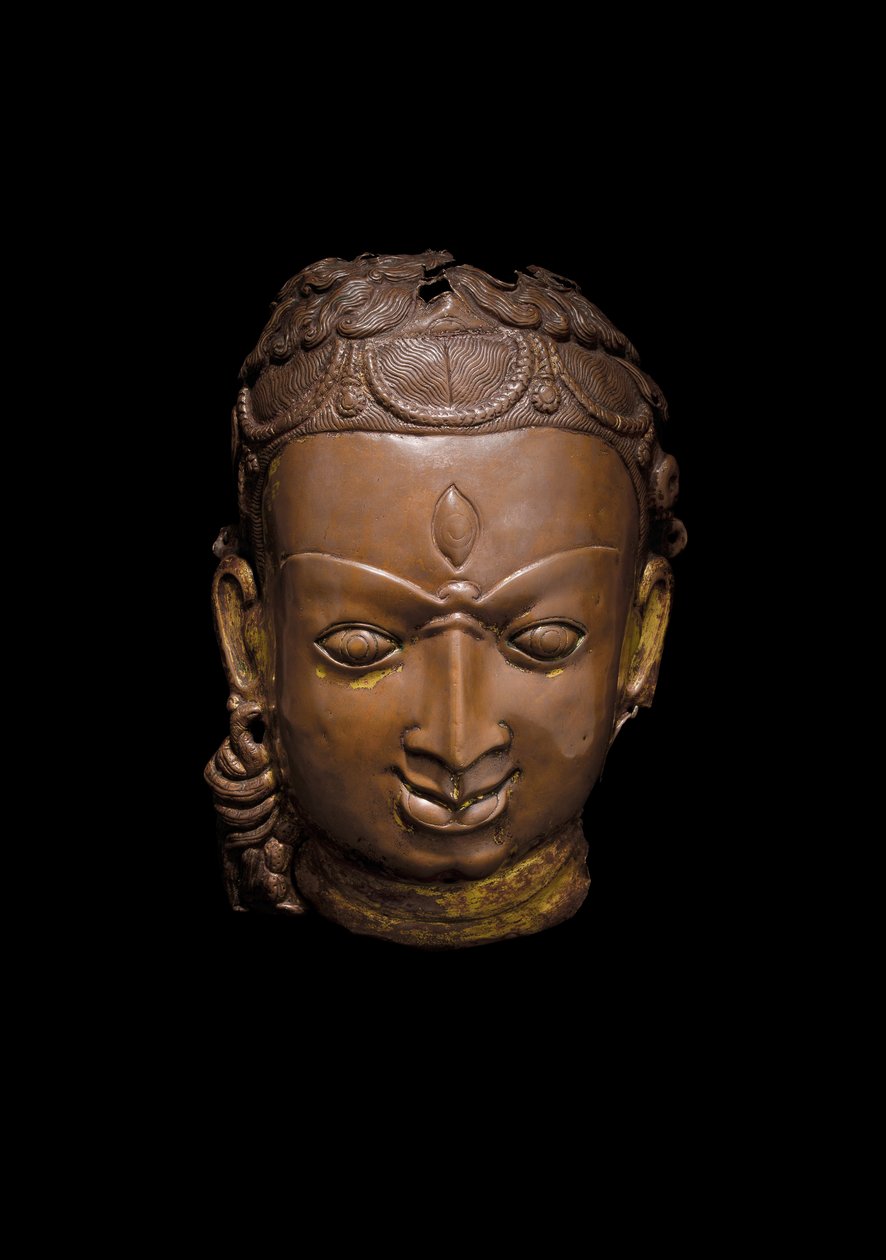 Maska Repousse of Shiva, cca 11. století (měď) od School Nepalese