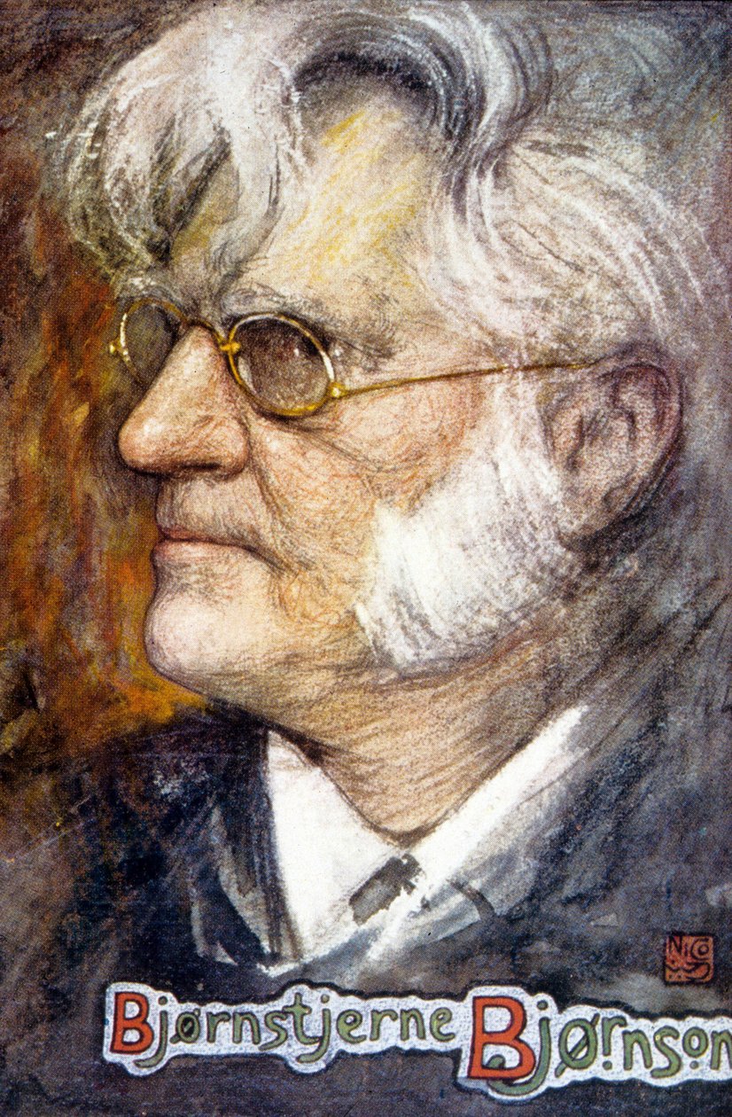 Bjørnstjerne Martinius Bjørnson (barvicí litho) od School Norwegian