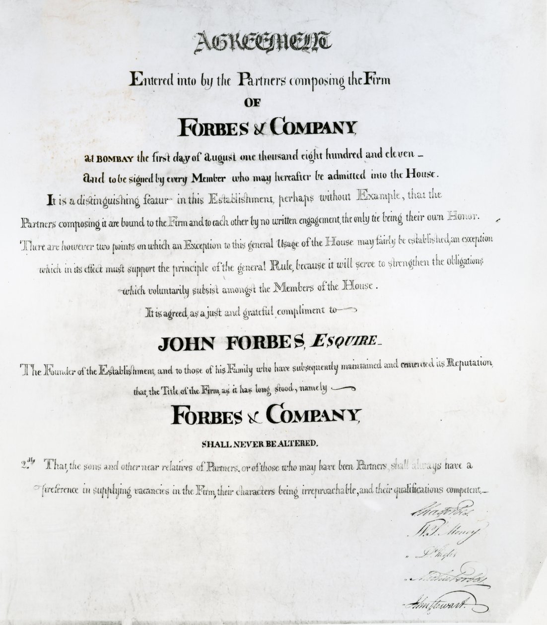 Partnerská dohoda pro Forbes und Company, Bombay, 1811 od Scottish School