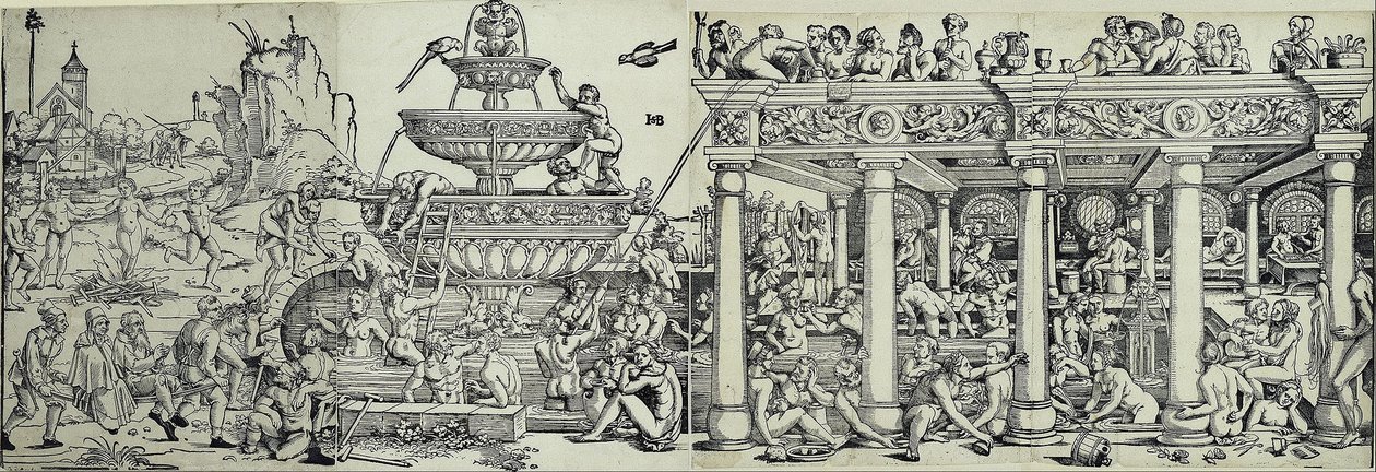 Fontána mládí a lázeňský dům od Hans Sebald Beham