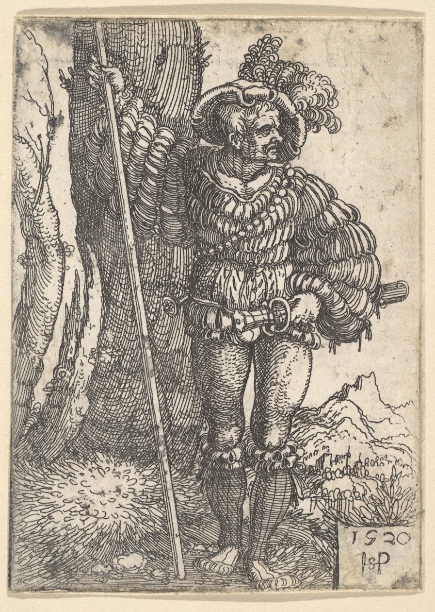 Lansquenet stojící u stromu, 1520. od Sebald Beham