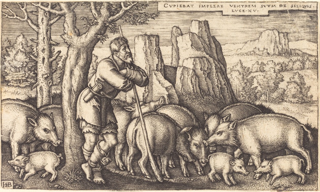 Marnotratný syn s prasaty od Sebald Beham