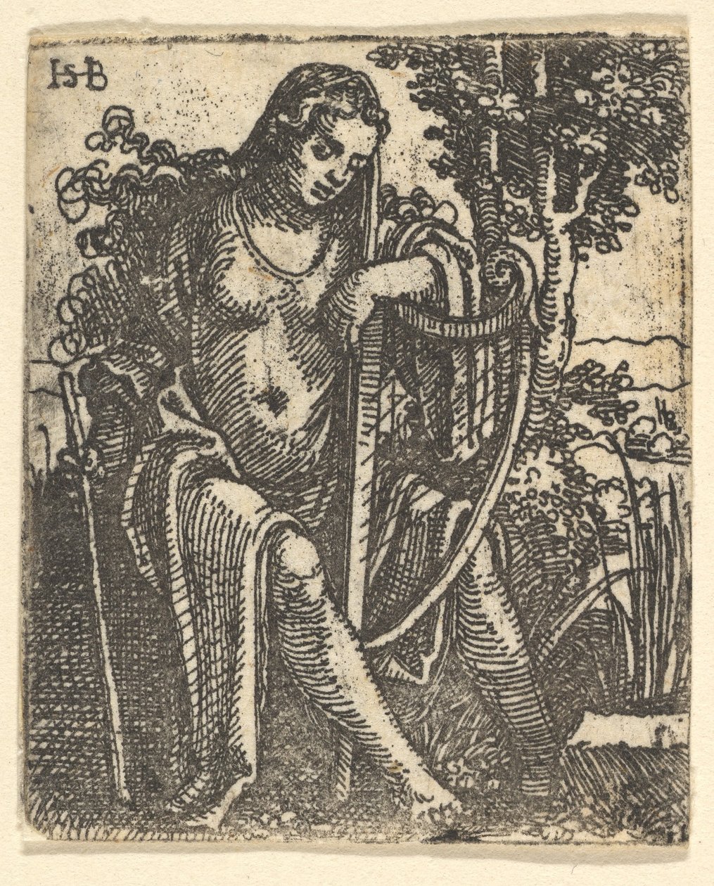 Žena s harfou, 1520-25. od Sebald Beham