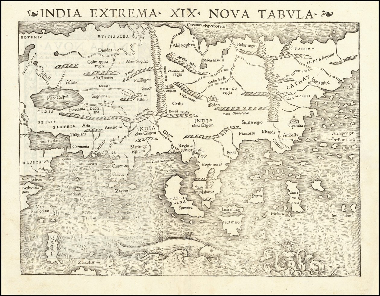Mapa Asie z roku 1542, Sebastian Münster od Sebastian Munster