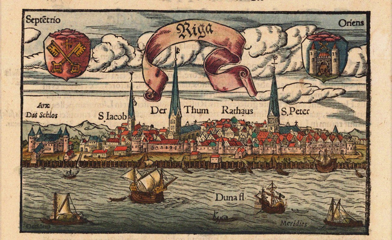 Riga z Cosmographia, cca 1568 od Sebastian Munster