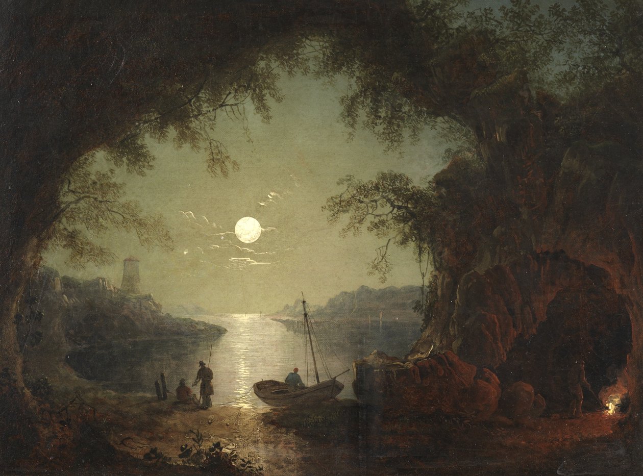 A Moonlit Cove (olej na plátně) od Sebastian Pether