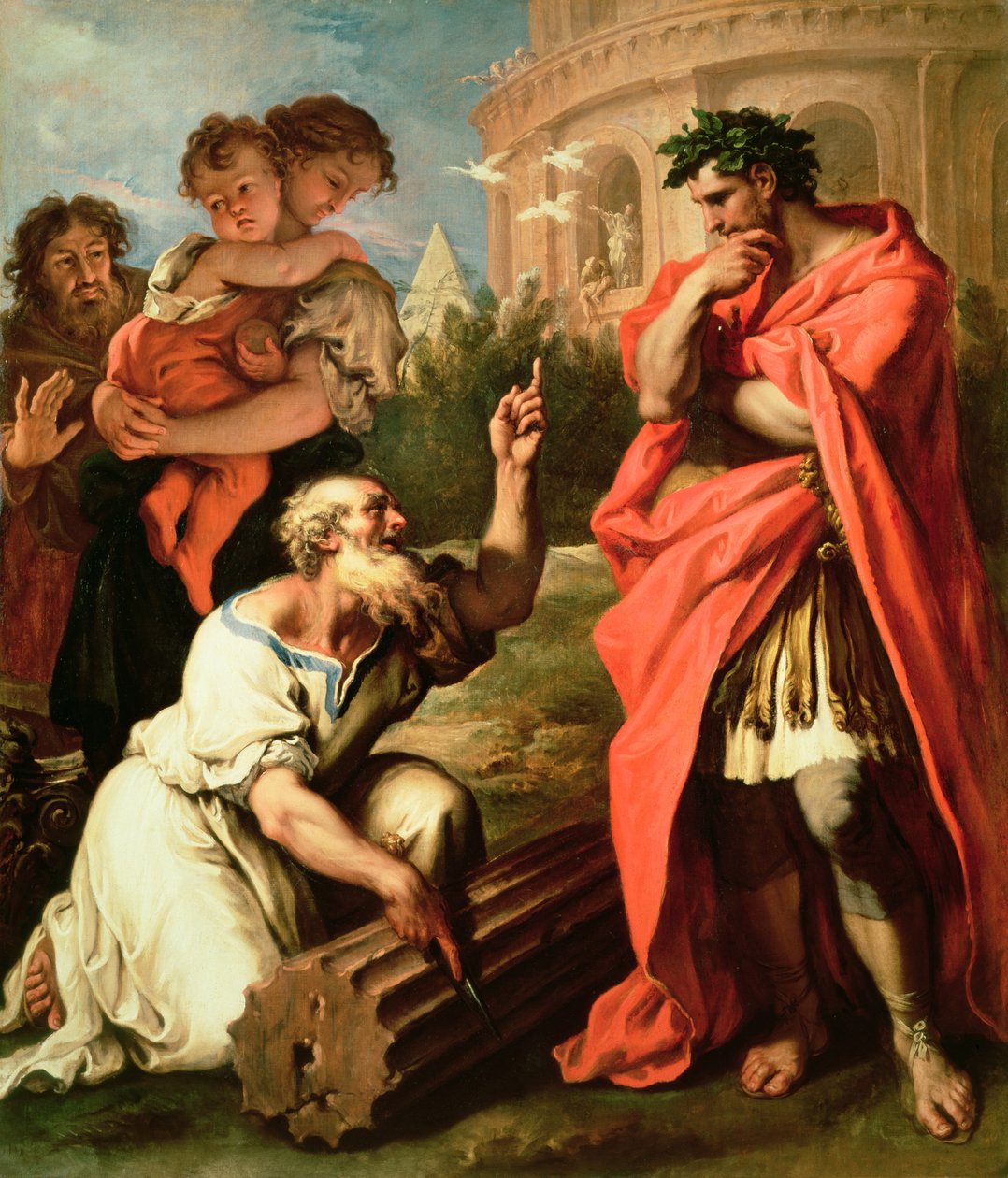 Tarquin Starší se radí s Attuse Neviusem Augurem od Sebastiano Ricci