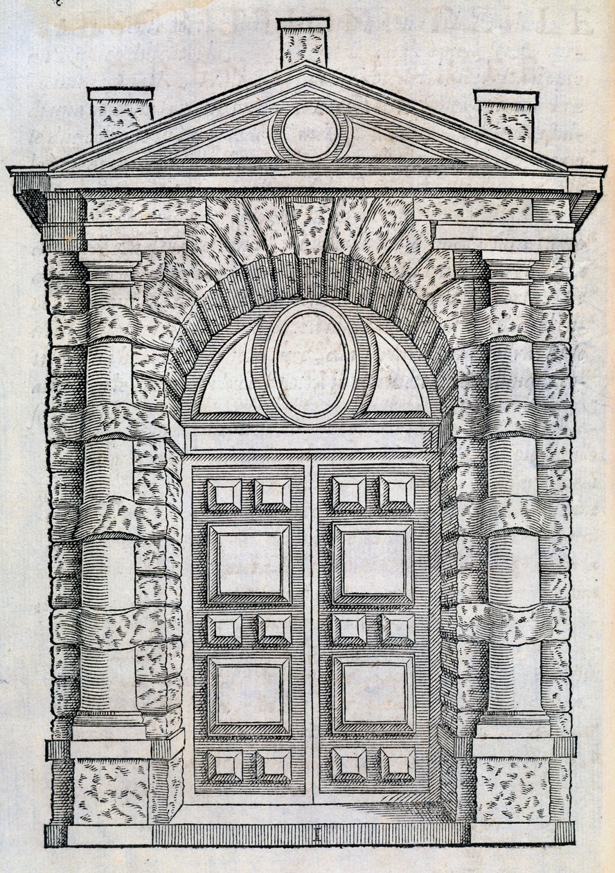 Dvoukřídlé dveře, z knihy "Libro Estraordinario", 1565 od Sebastiano Serlio