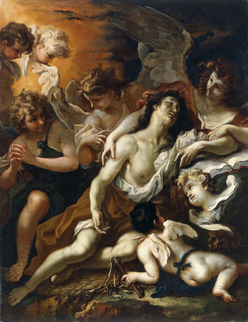 Svatá Marie Magdalena obklopená anděly od Sebastiano Ricci